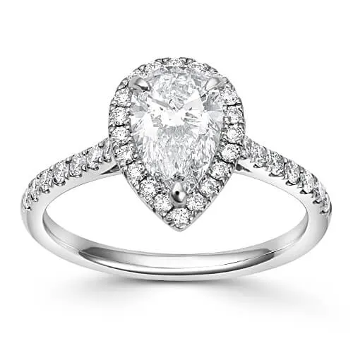 Silver Solitaire Pear Cut Ring Image Retouching