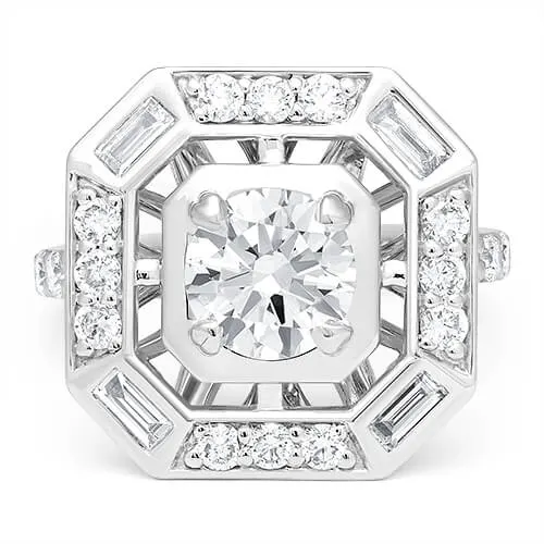 Radiant Cut Wide Pave Diamond Ring by Retouching Cloud